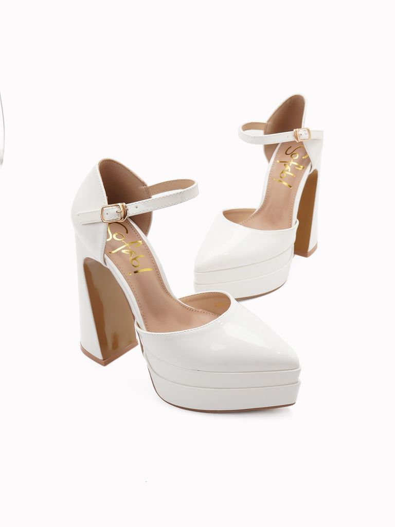 Gray platform pumps sale